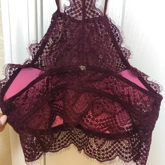 Victoria Secret Pink | Lace High Neck Push Up Bralette Women's Size M - Picture 8 of 8